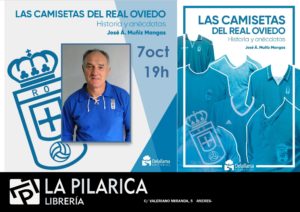 Presentación en la librería La Pilarica de Mieres del libro Las camisetas del Real Oviedo